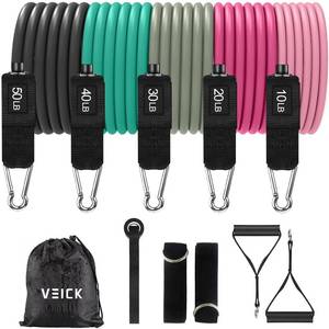 lot 13596 image: VEICK Resistance Bands, Exercise Bands, Workout Bands, Resistance Bands for Working Out with Handles for Men and Women, Exercising Bands for Fitness Weights Work Out at Home