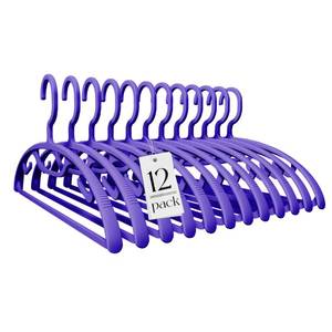lot 13600 image: HOUSE DAY Plastic Clothes Hangers 12 Pack, Sweater Hangers No Shoulder Bump, Thick Heavy Duty Coat Hanger for Closet, Purple Wide Hanger with Non-Slip Hook for Sweaters, Suits, Dresses, Jackets, Pants