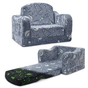 lot 13603 image: Thick Comfy Toddler Chair and Couch for Kids,2-in-1 Soft Plush Fold Out Sofa for Children,Convertible Couch to Lounger for Toddler
