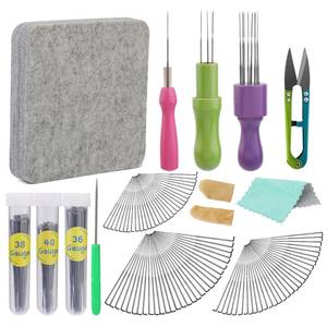 lot 14144 image: 99 Pcs Needles Felting Tools Needles Wool Felting Soft Needle Felting Pad with 3 Sizes Felting Needles for Needle Felting Craft DIY