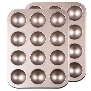 lot 14151 image: Yomvzake Donut Hole Baking Pan Set of 2, Mini Cake Pop Round Sphere Baking Mold Semi Sphere Tray Non-stick 1-34 Bite Size Half Ball Eyeball Cakes For Halloween Christmas Baking