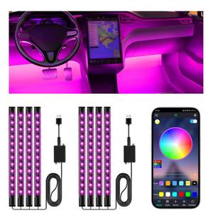 lot 14159 image: Winzwon Led Lights for Car Accessories Interior, Christmas Stocking Stuffers White Elephant Gifts for Men Women Adults, APP Control with USB Port Color Change Lights for Truck Decor 2 Pack