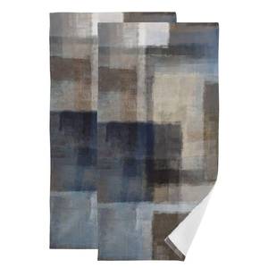 lot 14174 image: AIYOOLER Blue Brown Grey Modern Hand Towels for Bathroom Set of 2 Soft Absorbent Retro Abstract Art Painting Bath Towels Decorative Kitchen Dish Towel Bathroom Towels for Guest Shower Gym 28x14in