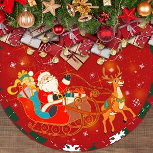 lot 14175 image: 48 Inch Christmas Tree Skirt, Vintage Santa Snowflake Red Tree Skirt for Indoor Outdoor Home Winter Merry Xmas Holiday Party Decorations