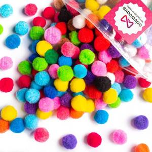 lot 14183 image: Adeweave 1 Inch 300 Pom poms �� Soft and Fluffy Craft Pom Pom Balls �� Multicolor Craft Supplies Pompoms for Arts and Crafts in a Reusable Box, Large Puff Ball Ideal for DIY and School Activities