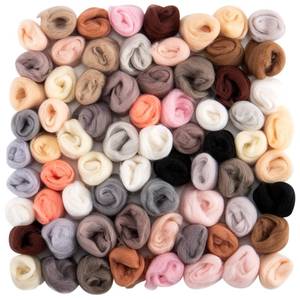 lot 14194 image: 72pcs 7.6 oz Needle Felting Wool- 24 Colors Nature Wool Roving Yarn for Beginners Hand Spinning Felting Supplies, 3gPack