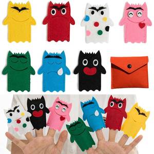 lot 14195 image: Color Monster Finger Puppets Set, My Sadness Emotional Little Monster Cartoon Doll, BlueRed Monster Finger Puppets, Color Finger Puppets Set