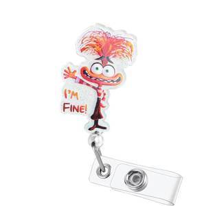 lot 4125 image: Cartoon Anxiety Im Fine Badge Reel, Retractable Badge Holder Clip for Nurse Teacher Doctor Dentist, Gifts for Nurse Graduation Appreciation Badge Reel for Hospital Staff
