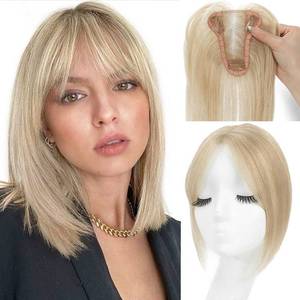 lot 4127 image: UDU Hair Toppers for Women Real Human Hair Human Hair Toppers with Bangs Clip In Bangs Wiglets Hair Pieces for Women with Thinning Hair Hair Loss Cover Gray Hair