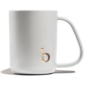 lot 4133 image: COLLECTIVE HOME - Ergonomic Handle Ceramic Mug, 15 oz Personalized Coffee Cup with Golden Initial, Microwave & Dishwasher Safe, Elegant Monogram Tea Mug in Gift Box for Home & Office (White-b)