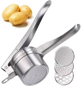 lot 4134 image: Potato Ricer 15oz Stainless Steel by Zorgons - Sturdy Masher for Creamy Mashed Potatoes, Sweet Potato Smasher with Comfort Grip Handle - Essential Kitchen Gadget for Pressing and Mashing
