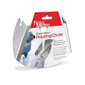 lot 4139 image: New Metro Design PC-GL Pouring Chute for Glass Bowl Pouring Chute for Glass Bowl, works with KitchenAid Tilt-Head Glass Bowl, Silver, Set of 1