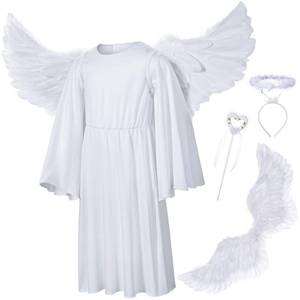 lot 4143 image: Irtysh Kids Angel Costume With Angel Feather Wings headband Wand Set For Girls Halloween Birthday Cosplay(WT 150)