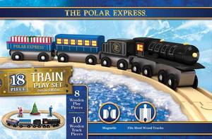 lot 4145 image: MasterPieces Wood Train Sets - The Polar Express 18 Piece Train Set