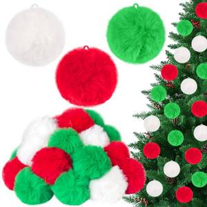 lot 4148 image: succulentlovers 2.7 IN 33PCS Christmas Yarn Pompom Balls, Large Red Green White Fuzzy Fluffy Pom Pom Balls, Big Faux Fur Pompoms Plush Puff Ball for Christmas Ornaments DIY Handmade Crafts Party Decor