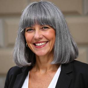 lot 4167 image: HANASCC Salt and Pepper Human Hair Wigs with Bangs Straight Grey Glueless Bob Human Hair Gray Human Hair Wigs for Women Short All-Day Comfort Salt and Pepper Wigs for Women 10 Inch