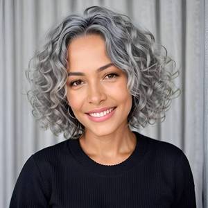 lot 4169 image: HANASCC 12 Glueless Wavy Bob Wigs Salt and Pepper Human Hair Wigs Pre Plucked Short Grey Bob Wig Water Wave Lace Front Wig Pre Cut 5x5 Closure HD Gray Human Hair Wig for Women
