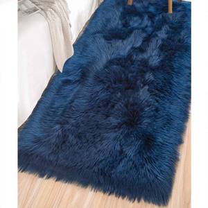 lot 5217 image: LOCHAS Soft Fluffy Faux Fur Rugs for Bedroom Bedside Rug 2x4 Feet, Washable, Furry Sheepskin Area Rug for Living Room Girls Room, Luxury Shag Carpet Home Decor, Light Navy