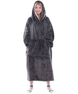 lot 5219 image: Waitu Wearable Blanket Sweatshirt Gifts for Women and Men, Warm and Cozy Giant Blanket Hoodie, Thick Flannel Blanket with Sleeves and Giant Pocket - Dark Gray