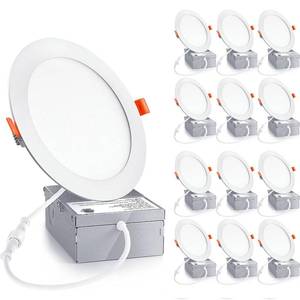 lot 5238 image: Foshinlux 12 Pack 6 Inch Ultra-Thin LED Recessed Ceiling Light with Junction Box, LED recessed Lighting 6 inch 12W 110W Eqv, LED Downlights,1050LM High Brightness can Lights��
