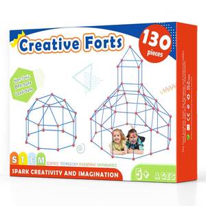 lot 5240 image: Tiny Land Fort Building Kit Creative Fort Indoor Outdoor for 5,6,7,8 Years Old Boys and Girls STEM Building Toys with Storage Bag DIY Castles Tunnels with 86 Rods and 44 Balls