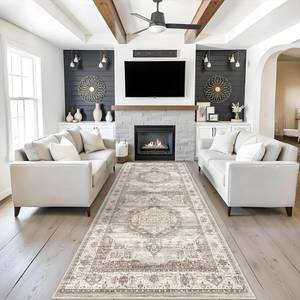 lot 5244 image: 4x10 Washable Hallway Runner Rug Oriental Living Room Entry Extra Wide Area Rug Ultra Soft Non Slip Runners for Kitchen Dining Room Stain Resistant Low Pile Floor Mat for Bathroom Bedroom(Beige,4x10)