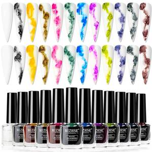 lot 6008 image: MIZHSE Marble Nail Polish, Marble Ink for Nails Gel Blooming Gel Nails Polish 12 Colors Nail Ink Magic Watercolor Pink Blue Purple Blossom Gels for Manicure Varnish Art Flower Design