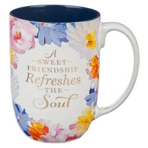 lot 6009 image: WITH LOVE XL Inspirational Coffee Mug for Women A Sweet Friendship Refreshes the Soul - Positive & Encouraging Message, All Occasion Heartfelt Gift, Multicolor Painted Florals wGold Detailing, 15oz