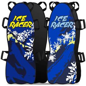 lot 6010 image: Gemscream 2 Pcs 45 Large Foldable Snow Sled for Kid Adult Toboggan with Reinforced Bottom Sturdy Fabric Stitching Ergonomic Handle Fits 2 Kid or 1 Adult Portable Winter Sled for Family(Ice Racer)