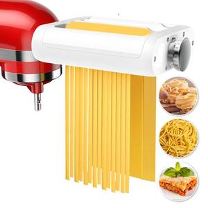 lot 6026 image: Pasta Maker 3-in-1 Attachment for KitchenAid Stand Mixers, Including Fettuccine and Spaghetti Cutter, Pasta Sheet Roller, Pasta Maker Accessories and Cleaning Brush