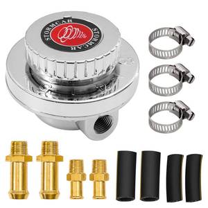 lot 6030 image: TEMSONE Adjustable Carb Fuel Pressure Regulator Kit Universal Manual 1-5 Psi Fuel Pump Pressure Regulator FPR for Carburetor Engine with 8mm 10mm adapters