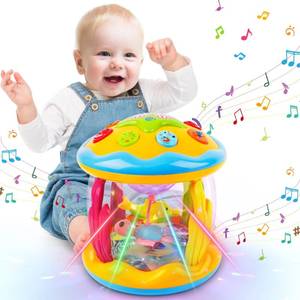 lot 6031 image: M SANMERSEN Baby Boys Toys 6-12 Months, Babies Ocean Rotating Lights Up Musical Toys for 0-6 12-18 Months Newborn Infant Crawling Tummy Time Toys 1 2 3 Baby Birthday Blue