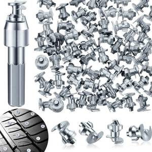 lot 6040 image: Frienda 51 Pieces Carbide Spikes for Truck Tires - Snow Studs for Tires & Snowmobile - 7 x 9.9 mm with Installation Tool for Racing Car, Bicycle, Bike, Scooters, Shoes & Boots