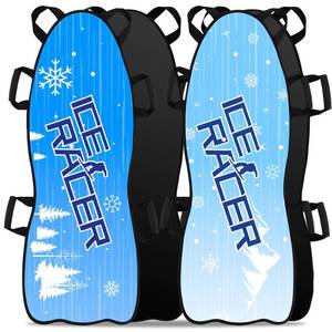 lot 6041 image: Gemscream 2 Pcs 45 Large Foldable Snow Sled for Kid Adult Toboggan with Reinforced Bottom Sturdy Fabric Stitching Ergonomic Handle Fits 2 Kid or 1 Adult Portable Winter Sled for Family(Snowflake)