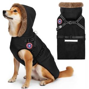 lot 6049 image: PAWNISAW Dog Winter Coat with Harness Built in, Warm Thick Plush Hooded Dog Snow Jacket for Cold Weather, Windproof Reflective Pet Clothes Outfit for Small, Medium, Large, XL & XXL Dogs Outdoor