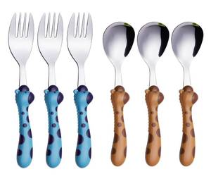 lot 6054 image: ANNOVA Kids Silverware Set 6 Pieces - Childrens Flatware Stainless Steel (6FS, Giraffe)