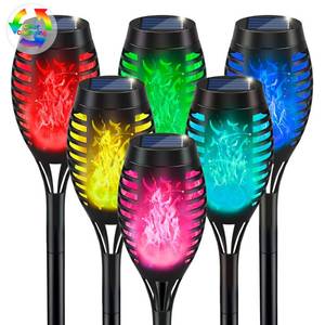 lot 6065 image: IkeeRuic Christmas Decorations Outdoor, Multicolor Solar Christmas Lights Outdoor with Flickering Flame, Solar Torch Light for Xmas Decor, Solar Powered Outside Lighting Waterproof for Yard Pathway