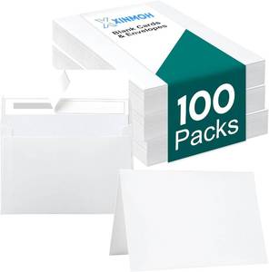 lot 8000 image: 100 Pack White Blank Cards and 100 Pack Envelopes 4x6, Note Greeting Cards and Envelopes Set, Folded Cardstock with Self-Seal Envelope for DIY Greeting Thank you Cards, Invitations in All Occasions