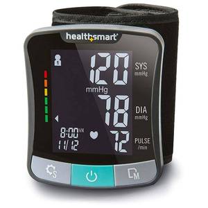 lot 8464 image: HealthSmart Digital Premium Wrist Blood Pressure Monitor with Cuff That Measures Pulse Heartbeat and High or Low BP, 120 Reading Memory Stores Up to 60 Readings for 2 Users