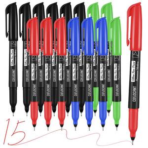 lot 8469 image: coruscant Ultra Fine Point Permanent Markers, 15 Pack Extra Fine Tip 0.4 mm Marker, Black, Red, Blue, Green, Assorted Colors, Quick-Drying, Waterproof, Fade-Resistant, Ideal for Home, Office, School