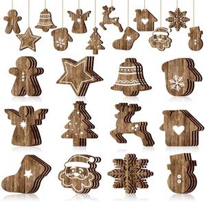 lot 8486 image: 36 Pcs Christmas Wooden Reindeer Ornaments for Tree Mini Snowflake Hanging Ornaments Farmhouse Christmas Decorations for Winter Xmas Home Mantel Holiday Party (Rustic Reindeer)