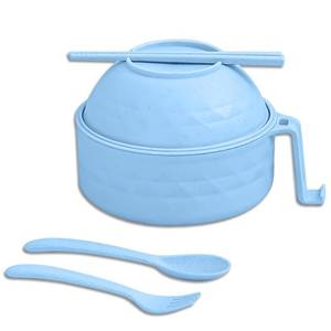 lot 8492 image: Microwave Ramen Bowl,6-Piece Set Ramen Bowl Set,Ramen Noodle Cooker with Lid and Handle,Ramen Noodles Bowl, Ramen Cooker Microwave,Comes with Spoon And Fork For Home Office Dorm Room College (Blue)