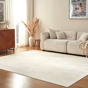 lot 9383 image: Amazon Basics Thin Indoor Area Rug, Geometric Printed Washable Home Decor Carpet for Living Room Bedroom, 6 W � 9 L, Beige Geometric
