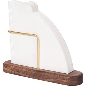 lot 9387 image: XCX Cone Coffee Filter Holder, Stand Coffee Filter Storage, Coffee Filter Container for V60 Paper Coffee Filters Size #01 and #02, Walnut & Brass