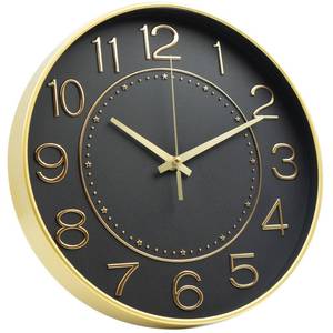lot 9390 image: HZDHCLH 12inch Wall Clocks Battery Operated,Quartz Movement,Silent Non Ticking Modern Wall Clock for Living Room Bedroom Kitchen Office School Classroom Decor Black Gold