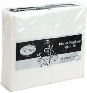 lot 10491 image: Premium White Napkins, 18 Fold Dinner Napkin, Disposable 2-Ply White Party Napkins, Value Pack 100 Count