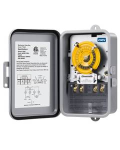 lot 11552 image: DEWENWILS 24-Hour Mechanical Timer Switch - 208-277VAC DPST, 5HP 40A, Metal Enclosure, Heavy Duty, Manual Override, Ideal for Pool Pump, Water Heater, Lights and Fans, Weatherproof, ETL Listed, Gray