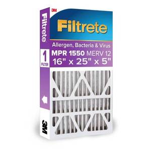 lot 13483 image: Filtrete Ultra Allergen Reduction Deep Pleat Filter 16x25x5 MERV 12, Electrostatic, Captures Dust & Pet Dander