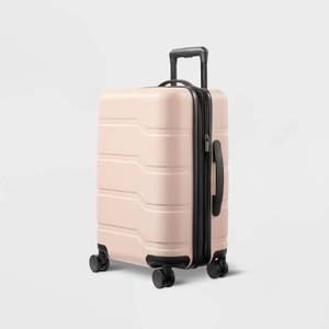 lot 13489 image: Hardside Carry On Suitcase Pink - Open Story�� 8-Wheel Polycarbonate Luggage