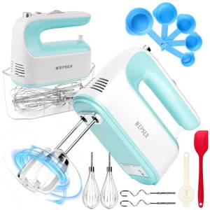 lot 13493 image: Hand Mixer Electric Handheld, 5-Speed Handheld Mixer, 380W Electric Mixer with Stainless Steel Whisk Beater Attachments, Snap-On Storage Case, Measuring Cups, Kitchen Cake Mixers for Baking Supplies